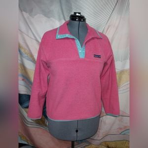 Patagonia Vintage Fleece Pullover Sweater Coral Turquoise Made in USA